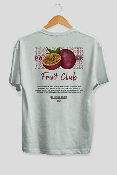 Ankhises Passionflower Back Printed Λευκό μπλουζάκι Oversize Ανδρικό Γυναικεί...