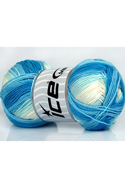 Ice yarns (4 قطع 100 جرام) بسكويت 4 عبوات أبيض، أزرق