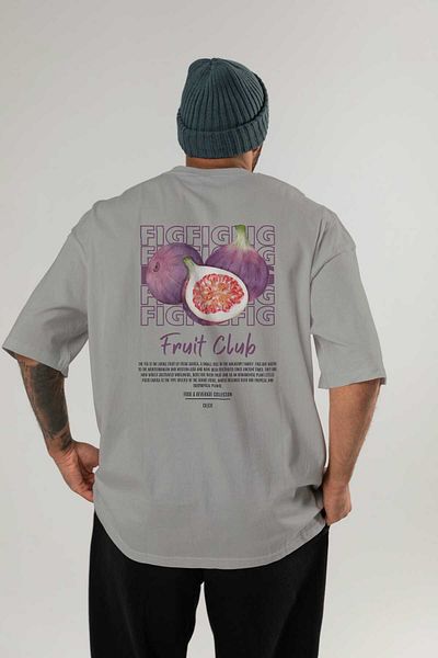 Ankhises Fig Back Printed Gray Oversize T-Shirt Men Women Cotton Crew Neck Tshirt