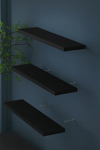 viftam Minimalist Duvar Rafı 3’lü Set – 50x15 cm, Dekoratif ve Dayanıklı MDF Raf