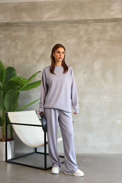 sportiness Oversize Crew Neck Wide Leg Modal Fabric Tracksuit Set