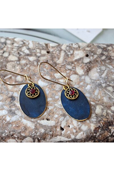 azra takı tasarım Handmade Patina Parlament Blue Dangle Women Earrings