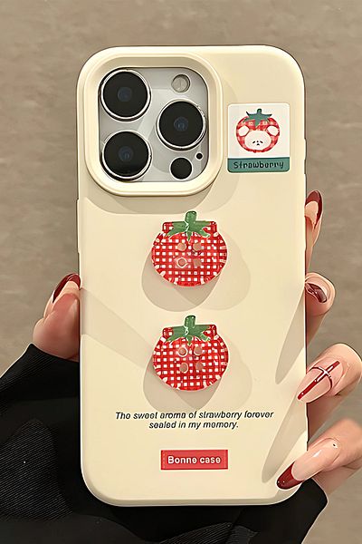 shop iPhone 14 Compatible Cute Strawberry Pattern Soft Silicone Phone Case - Bonno Case Series