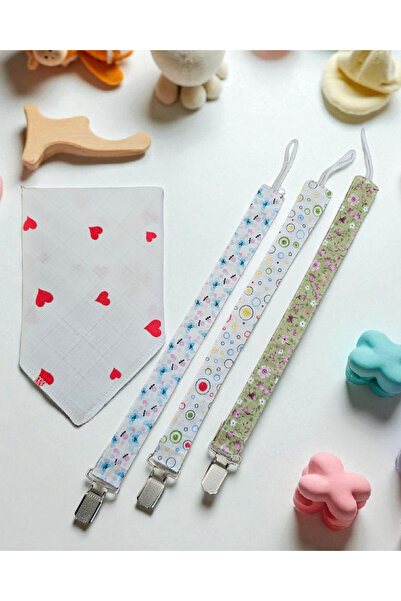 BeybiNest Emzik Tutucu 3 Lu set renkli desenler Emzik Askisi Fular hediyeli