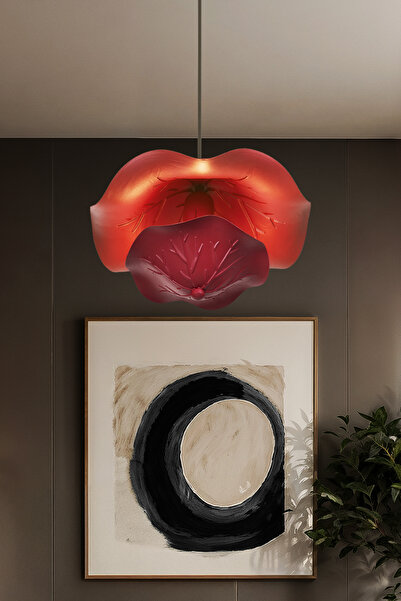 ROSE LIGHTING Zakkum Kırmızı Avize Tekli Modern Dekoratif Sarkıt Salon Oturma Odası Cafe Hole Mutfak Yatak Odası