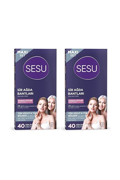 Sesu Maxi Set Tüm Vücut & Yüz Bölgesi Sir Ağda Bantları Hassas Ciltler 40 Ade...