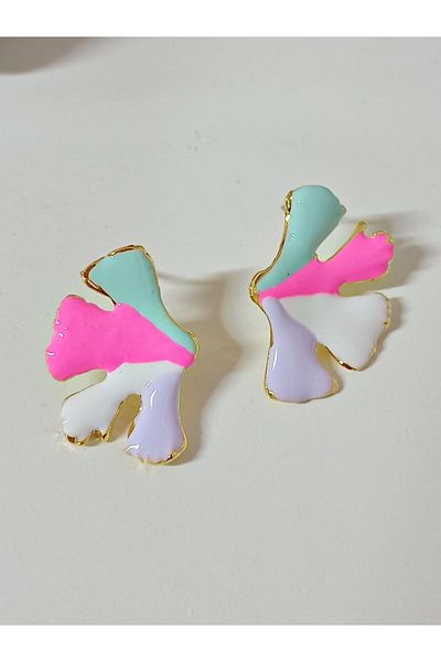 mos&more Lilac White Pink Blue Leaf Women's Earrings