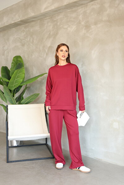 sportiness Σετ φόρμας από ύφασμα Oversize Crew Neck Wide Leg Modal