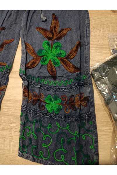 anne moda ankara Size 36-38 Compatible, Seasonal, Embroidered, 2 Pockets, Wide Leg, Trousers