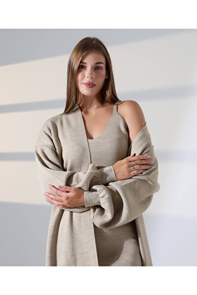 FEHAL GİYİM Knitwear Fabric Cardigan Dress Set of 2