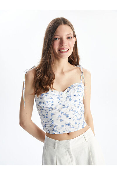 LC Waikiki Kalp Yaka Çiçekli Kadın Crop Büstiyer