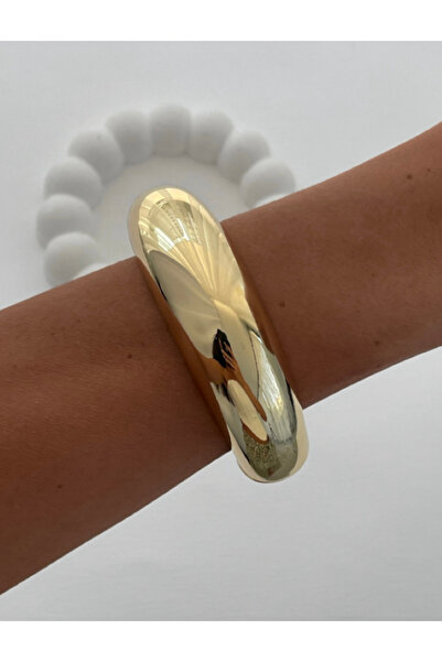 Ervalina 316L Çelik Kalın Kelepçe Bileklik Bilezik 14k Altın Kaplama Renk Gold