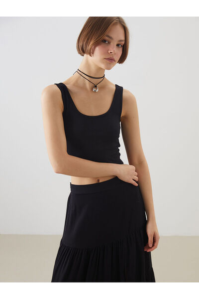 LC Waikiki Νέα σεζόν U Neck Crop Γυναικείο Μονό - S5PH11Z8