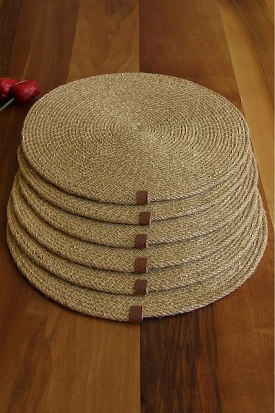Wood Design American Service Runner 6-Piece Presentation Supla Brown Set Knitted under Plate Fireproof (Brown)