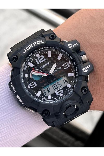 Joefox Digital and Analog 2 Years Warranty Chronometer+Calendar+Alarm+Lighting Men's Wrist Watch Joe.Bk15