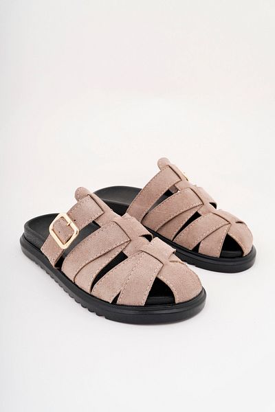 meyra'nın ayakkabıları Women's Mink Imported Buckle Detailed Slippers