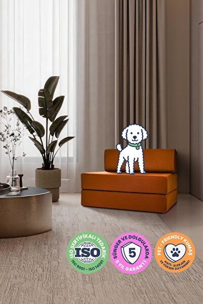 Mobidu Shift Tekli Aktivite Koltuk – Yatak Olabilen Modüler Berjer – Fitilli Kadife - Kiremit