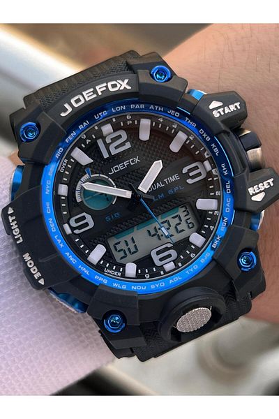 Joefox Digital and Analog 2 Years Warranty Chronometer+Calendar+Alarm+Lighting Men's Wrist Watch Joe.Bk17