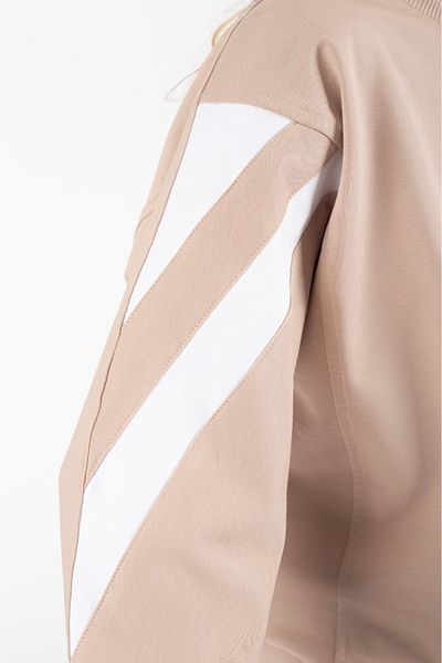 Mnk Baby&Kids Girl's Bat Sleeve Stripe Detailed Bottom-Top Tracksuit Set M00755 Beige