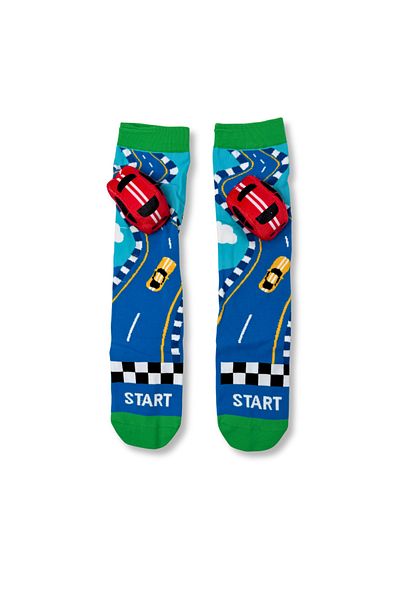 glitters Funky 3D High Socks for Kids & Teens – Fun Socks - Racing Car