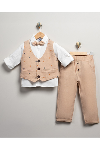 Minitrio Baby Boy & Children's Set with 3-Piece Bow Tie, Vest, Shirt and Pants