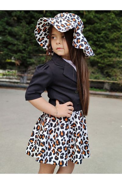 elfanto kıds Short Sleeve Jacket Skirt Hat 3 Piece Set
