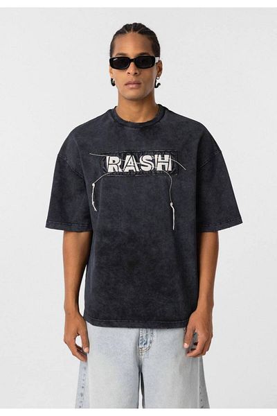 İLKCET MODA Wash Rash Embroidery Oversize Tshirt