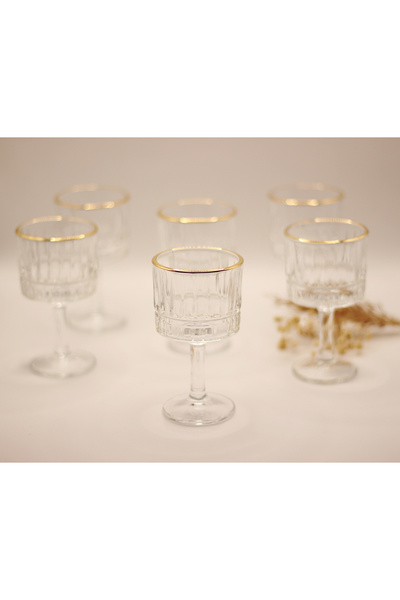 Limyacam 6'LI LÜKS KAHVE YANI SU BARDAĞI ALTIN YALDIZLI