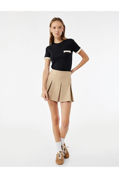 Koton Short Sleeve Crew Neck Modal Blend Fleto Pocket Detail T-Shirt