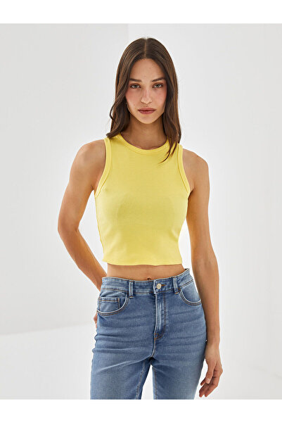 LC Waikiki Peak New Season Crew Neck Textured Women's Crop