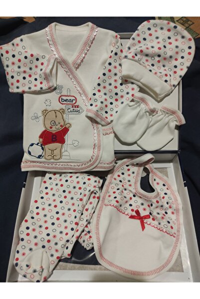 Kıvırcıkyoga Bag with Bear Embroidery, Set of 5, Red