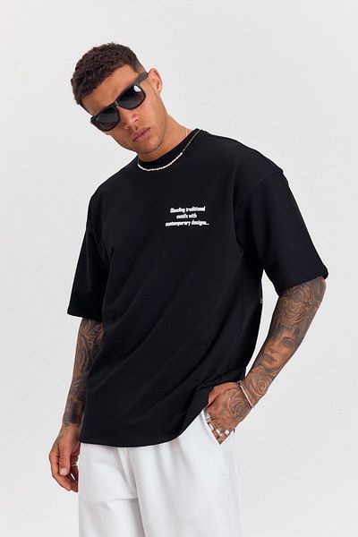 İLKCET MODA Back Embroidery Patterned Unisex Oversize Tshirt