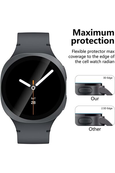 Novatis Samsung Galaxy Watch 8 44mm Compatible Full Covering Curved Nano Screen Protector Ultra Protection Hd