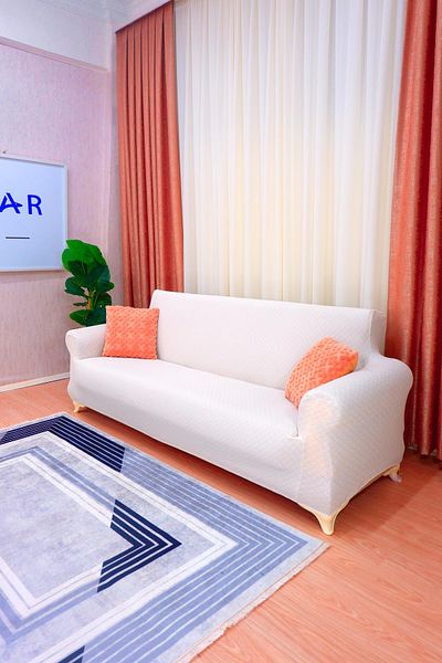 elgeyar Jacquard 3-Piece Sofa Cover Basket Pattern - Cream