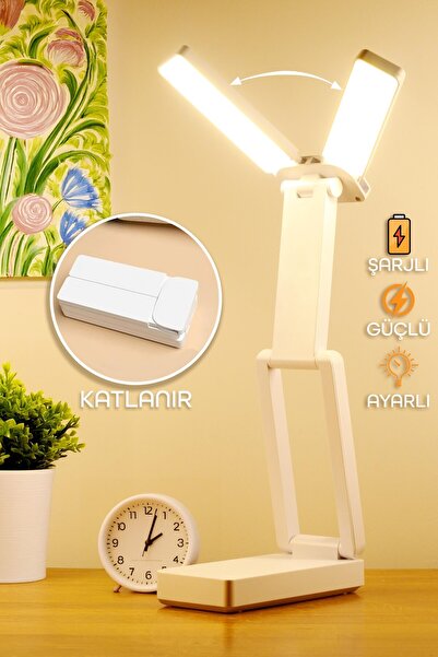 Venenon Şarjlı Masa Lambası 3 Renk 40 LED Renk Katlanır Ayarlı Dokunmatik Dimmerli Çalışma Okuma Işığı PR18