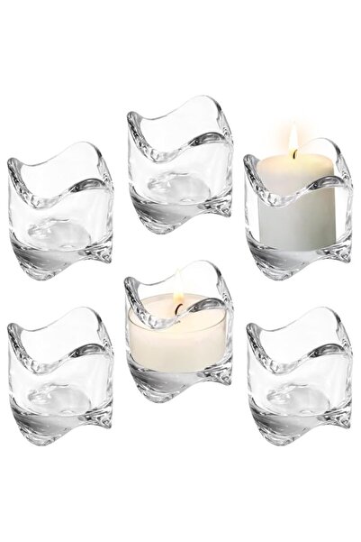 Generic مجموعة شموع شاي تازويق النذرية (مجموعة من 6)، حاملات شموع زجاجية شفاف...