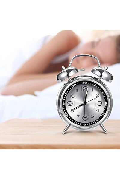 Generic Azonee Loud Alarm Clock for Heavy Sleepers Adults, Retro 4 Inch Silent Non-Ticking Quartz with Back