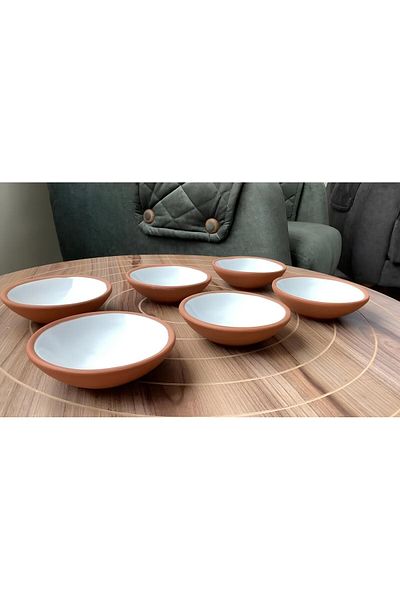 ATHSTORE Cappadocia Pottery Set of 6 Snack Bowl & Sauce Bowl & Jam Bowl & Coffee Side Turkish Delight Bowl - White