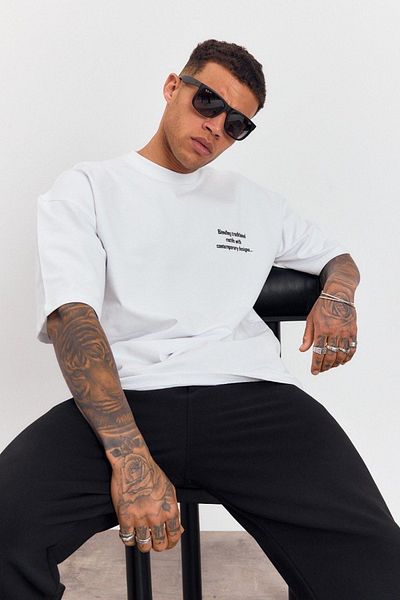 İLKCET MODA Back Embroidery Patterned Unisex Oversize Tshirt