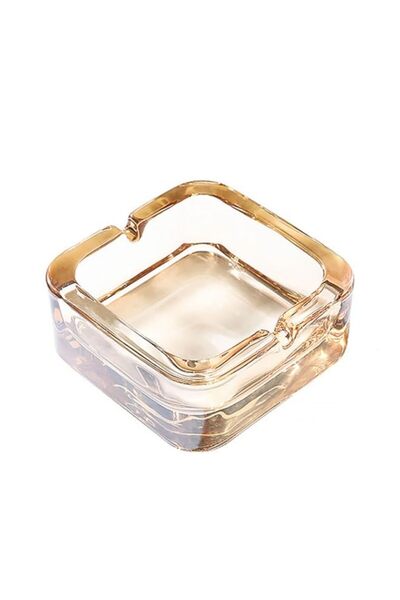 Generic منفضة سجائر زجاجية مربعة الشكل من الكريستال للسجائر، ديكور منزلي للمك...