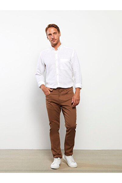 LC Waikiki Brown Slim Fit Dobby Men's Trousers
