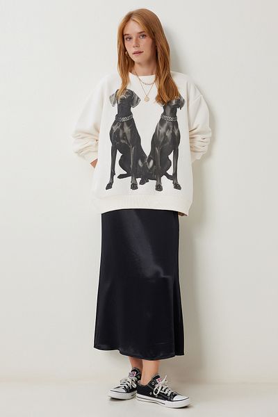 Lovelyİstanbul Midi Satin Skirt Lfg0034 Black