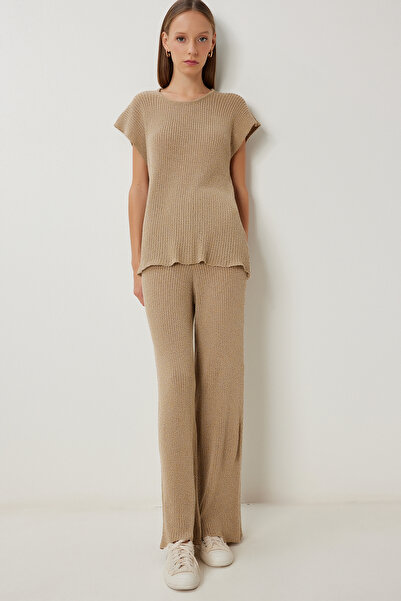 Lovelyİstanbul Bluz Pantolon Triko Takım LYY0093 BEJ