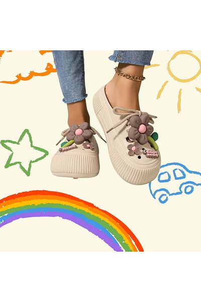 ORGANICYOU Taizhou Comfortable Flower Pattern Slippers for Women, Breathable Eva with Sunflower Design