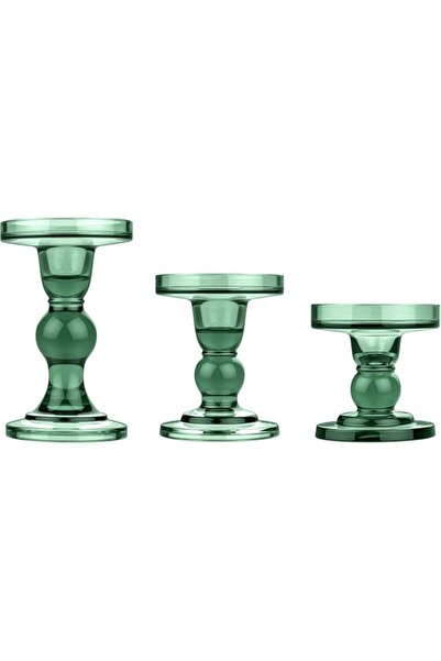 Generic حاملات شموع زجاجية من LUCKY-D، 3 قطع من الشمعدانات الشفافة الكريستالي...