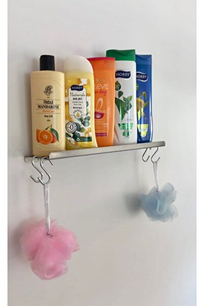 Home4U Paslanmaz Çelik Raflı 38 Cm Banyo Duş Rafı Düzenleyici -vidalı Montaj
