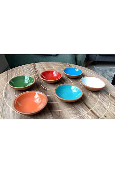 ATHSTORE Kapadokya Kırmızı Çömlek 6 lı Kase Çerezlik & Sosluk & Reçellik & Ka...