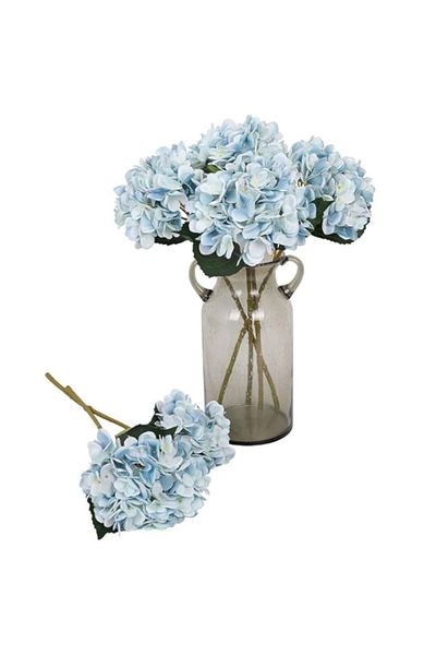 Generic Kisflower 6Pcs Blue Flowers Silk Hydrangea Artificial Flowers Realistic Hydrangea Flowers Bouquet f