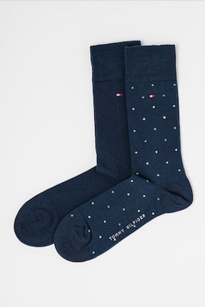 Tommy Hilfiger , Set of long socks with various patterns - 2 pairs, Navy Blue, Size 43-46