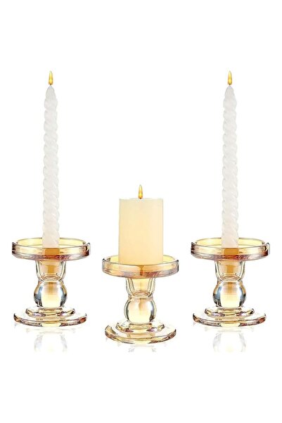 Generic حامل شموع زجاجي لحامل شموع عمودي/حامل شموع مدبب، حامل شموع زخرفي